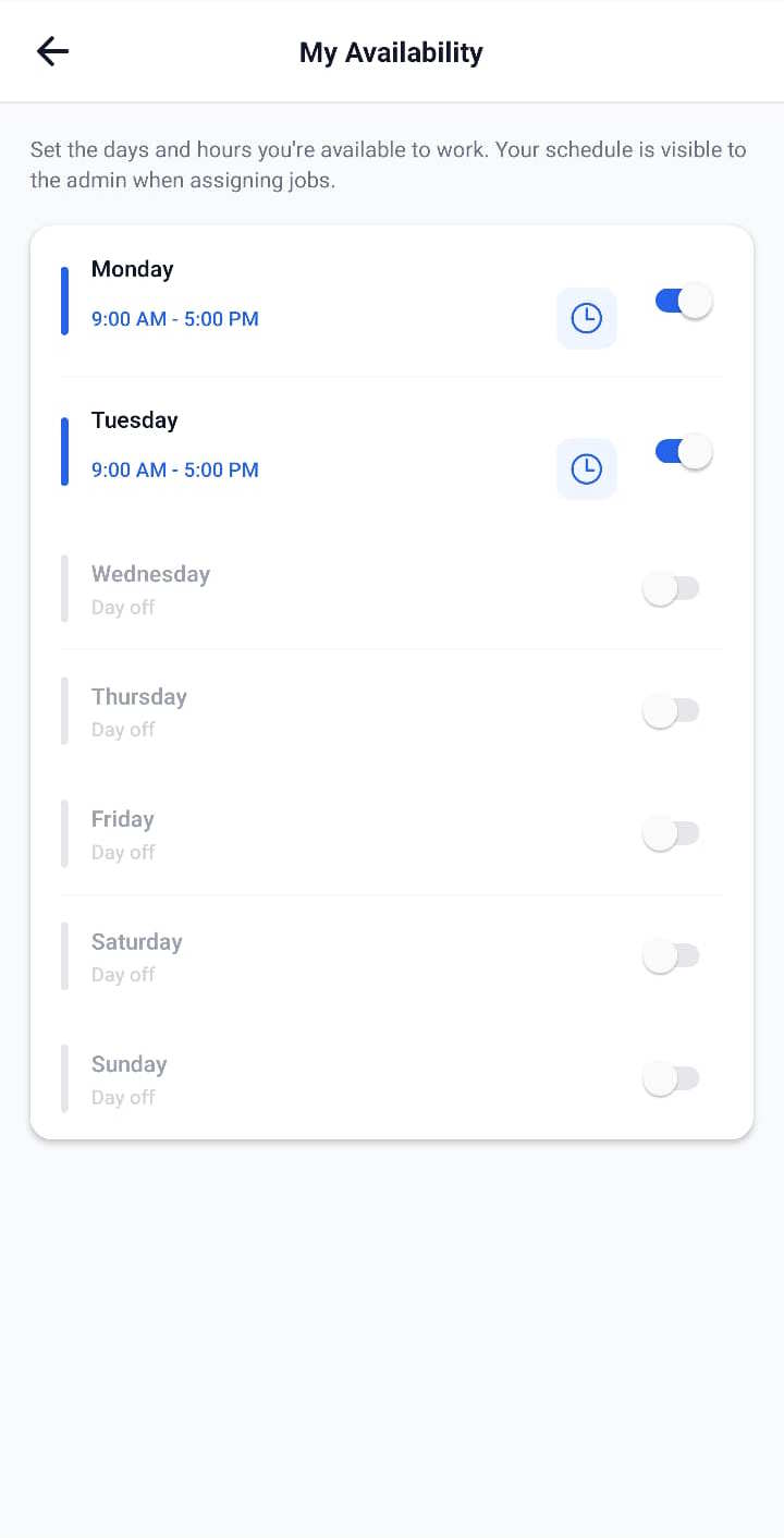 Set your availability in Magic Cleaners Pro