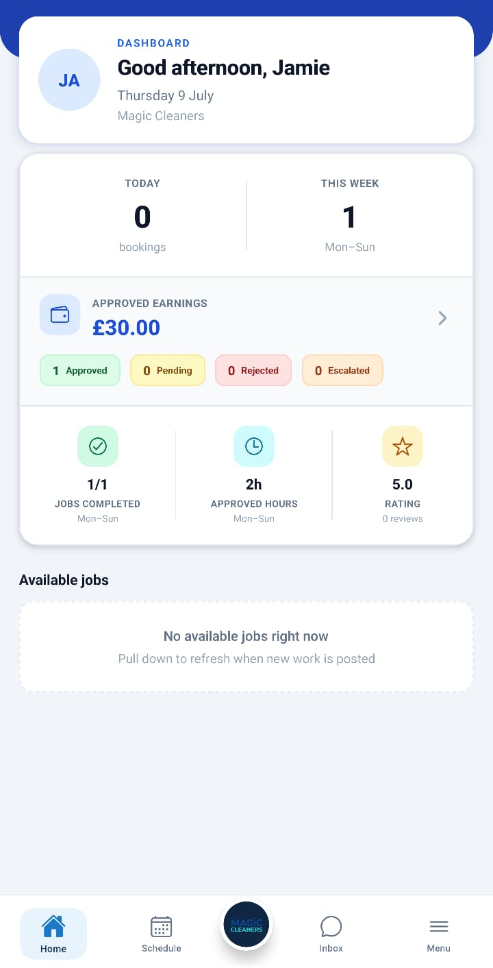 Magic Cleaners Pro dashboard