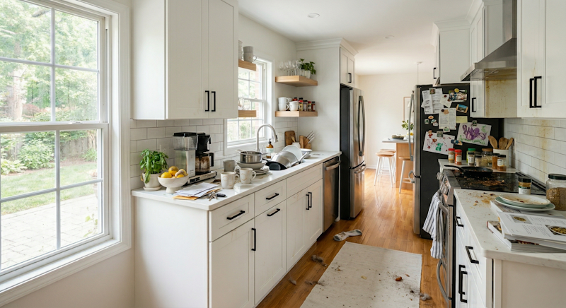 Kitchen before a professional clean